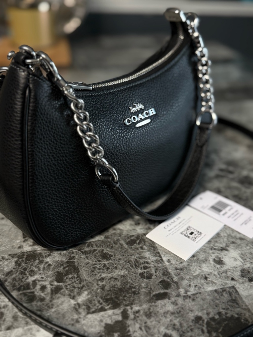 Coach Teri Shoulder Bag Black with Silver Hardware CV934 - Picture 7 of 12